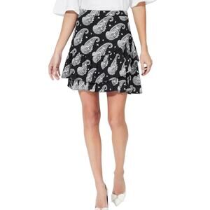 Ted Baker Lanee Printed Tiered Frill Mini Paisley Black Skirt Size XS 0-2 NWT